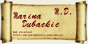 Marina Dubačkić vizit kartica